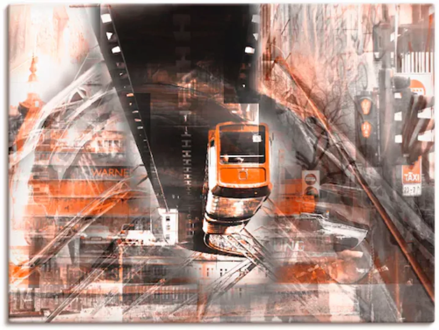 Artland Leinwandbild »Wuppertal Skyline abstrakte Collage«, Züge, (1 St.), günstig online kaufen