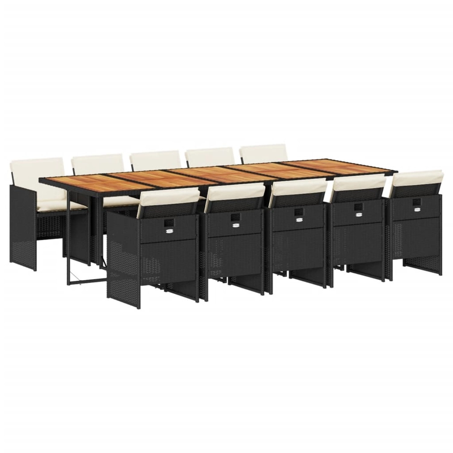 vidaXL 11-Tlg Garten-Essgruppe mit Kissen Schwarz Poly Rattan 3210579 günstig online kaufen