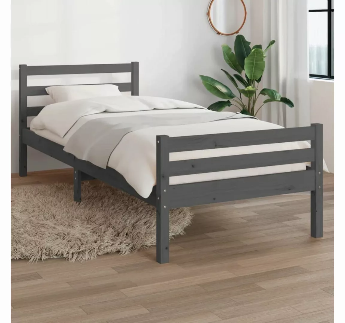 furnicato Bett Massivholzbett Grau 100x200 cm günstig online kaufen