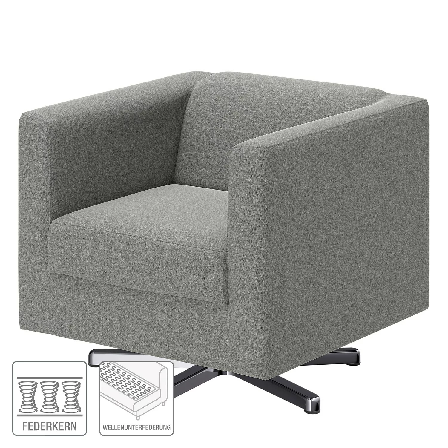 home24 loftscape Sessel Wilno XIV Grau Flachgewebe 74x71x75 cm (BxHxT) günstig online kaufen