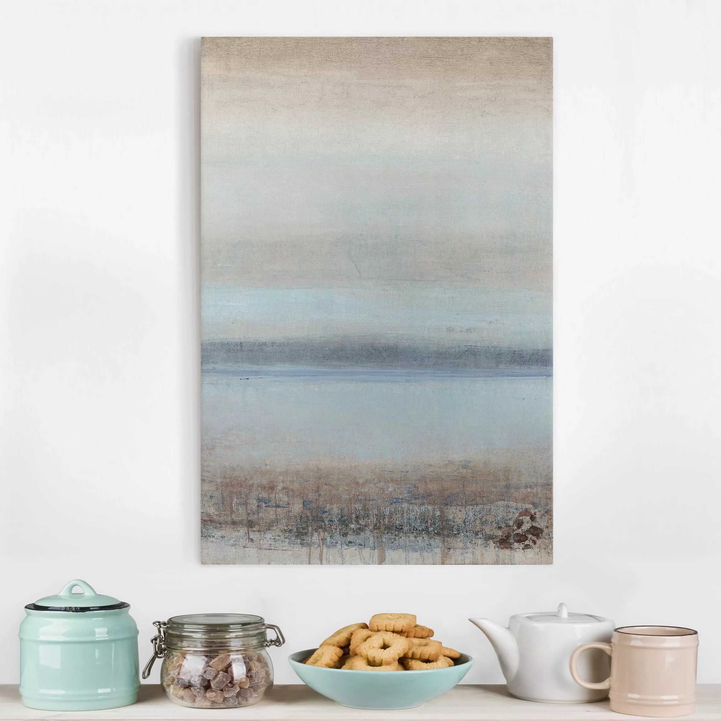 Leinwandbild Abstrakt - Hochformat Horizont über Blau I günstig online kaufen