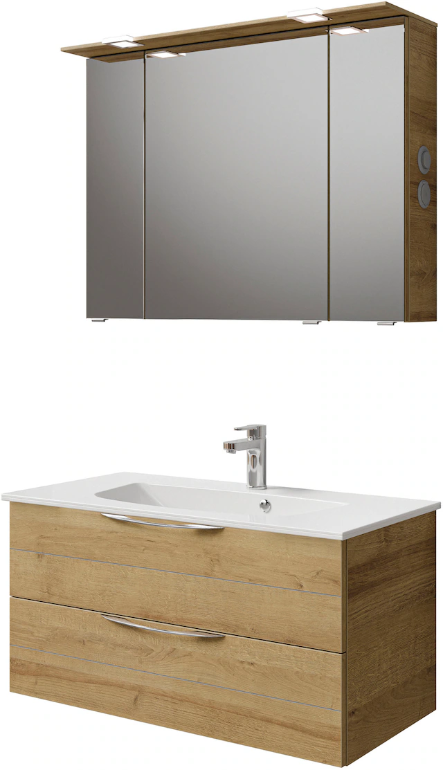 Saphir Badmöbel-Set »Serie 6025 2-teilig Mineralmarmor-Waschtisch mit LED-S günstig online kaufen
