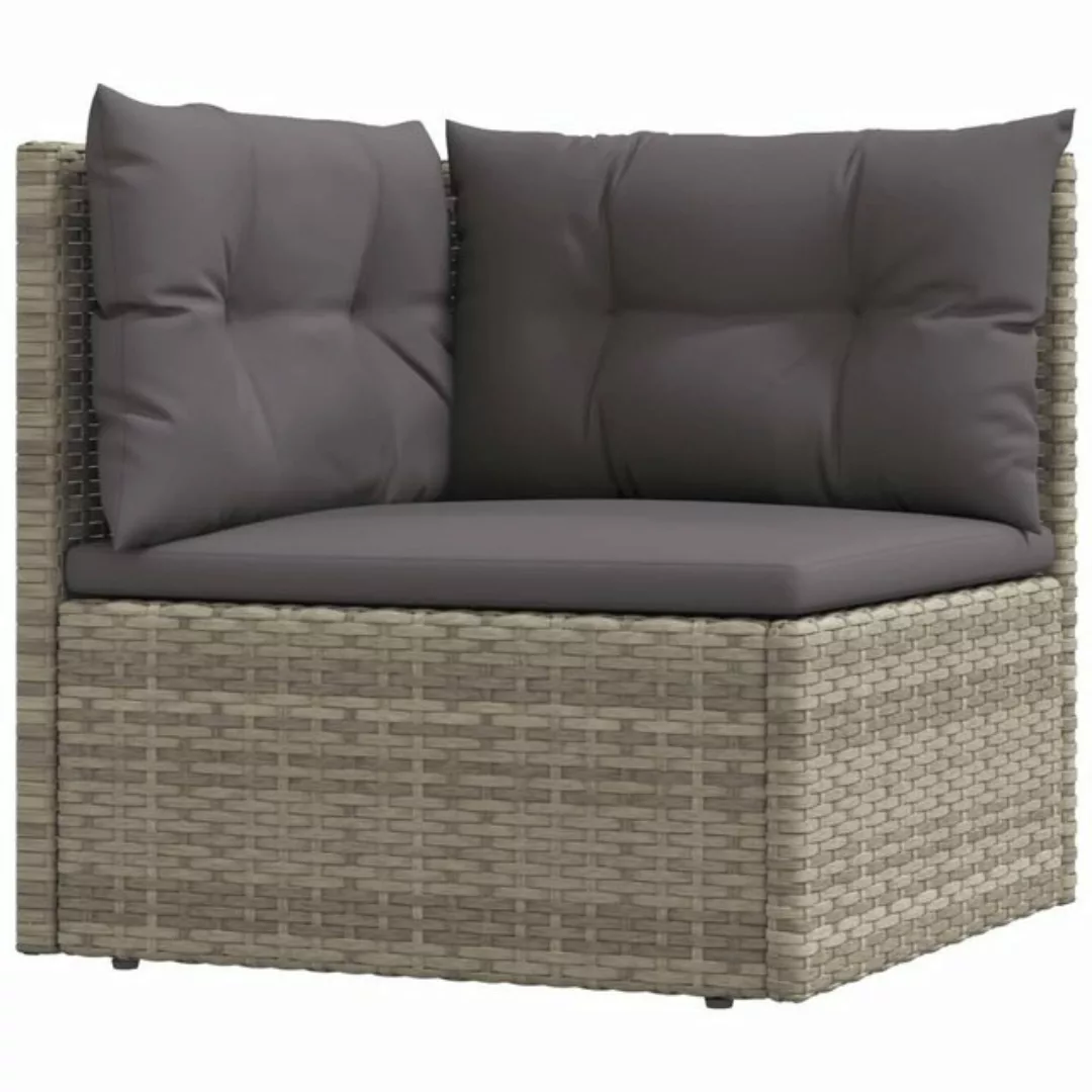 vidaXL Loungesofa Garten-Ecksofa mit Kissen Grau Poly Rattan, 1 Teile günstig online kaufen