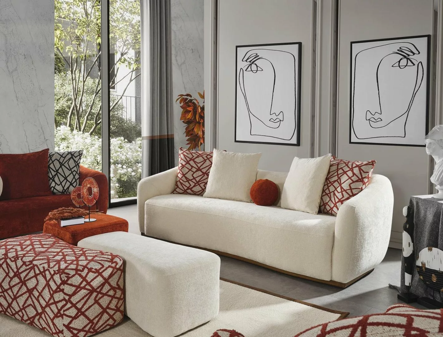 JVmoebel 4-Sitzer Sofa 4 Sitzer Couch Polster Design Textil Wohnzimmer Desi günstig online kaufen