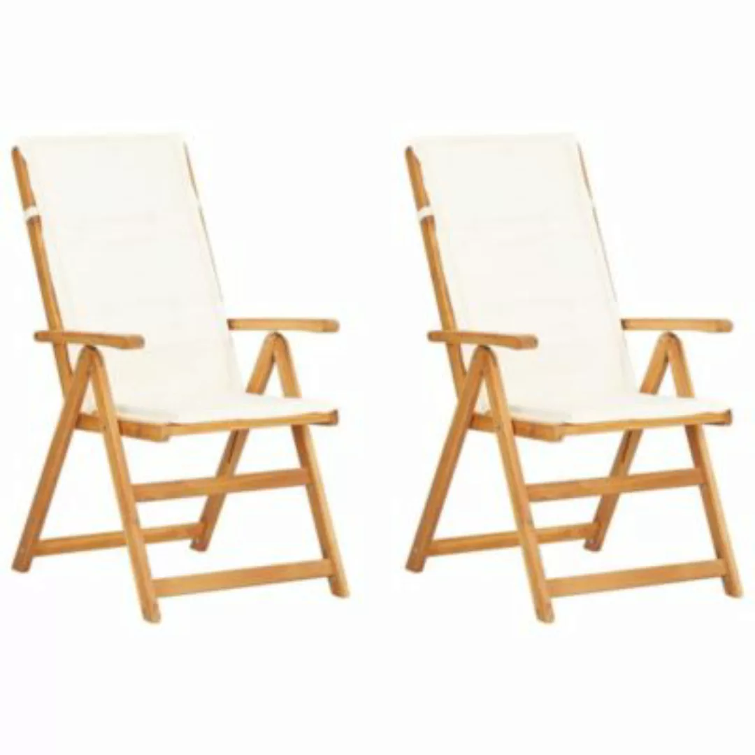 vidaXL Verstellbare Gartenstühle 2 Stk. Braun Massivholz Akazie Gartenstuhl günstig online kaufen