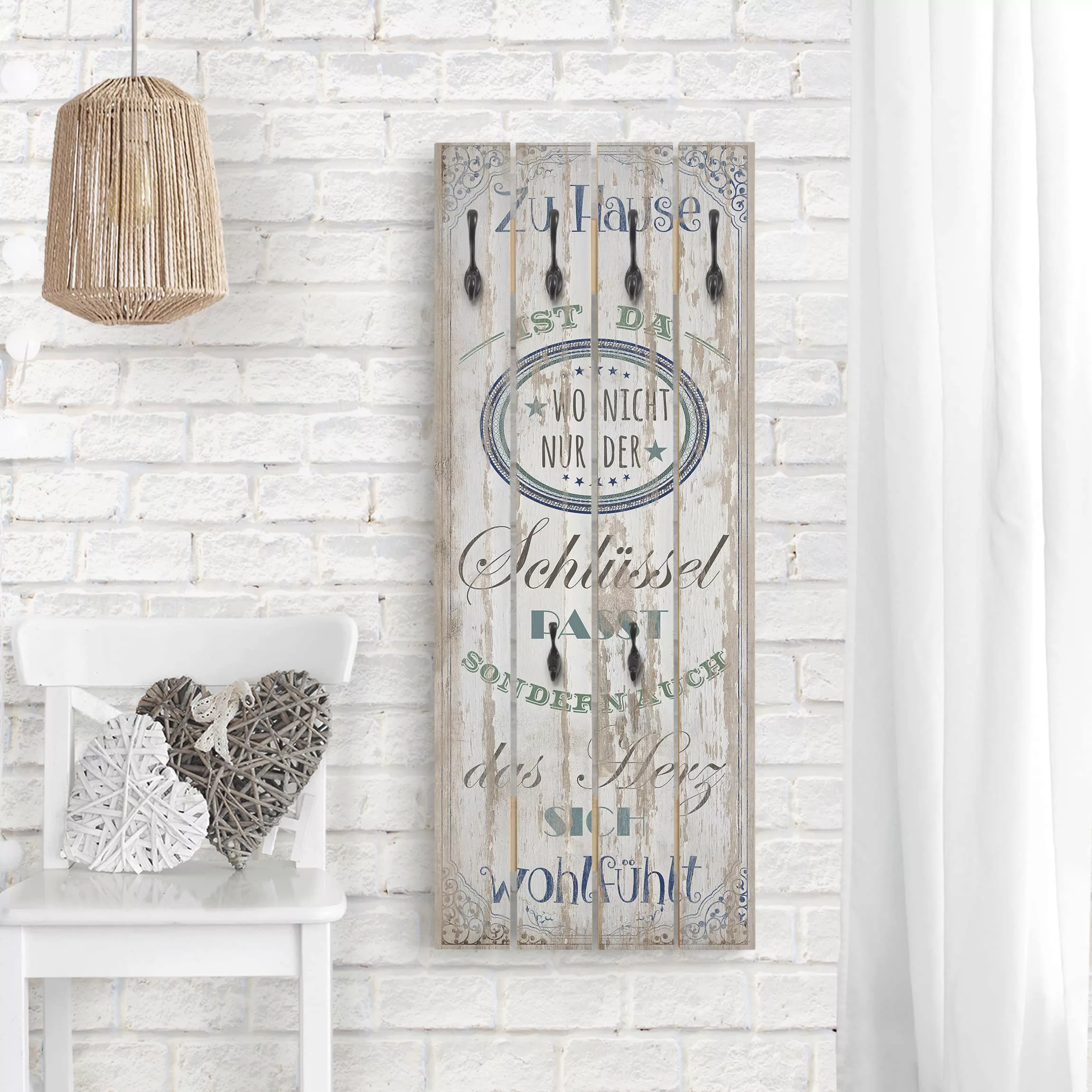 Wandgarderobe Holzpalette Spruch Zu Hause ist da günstig online kaufen