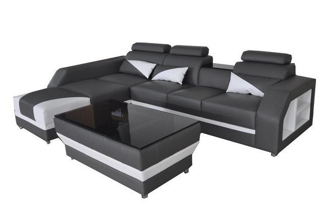 Xlmoebel Ecksofa Ledersofa mit USB-Anschluss, Polsterecke Couch Sofas Wohnl günstig online kaufen