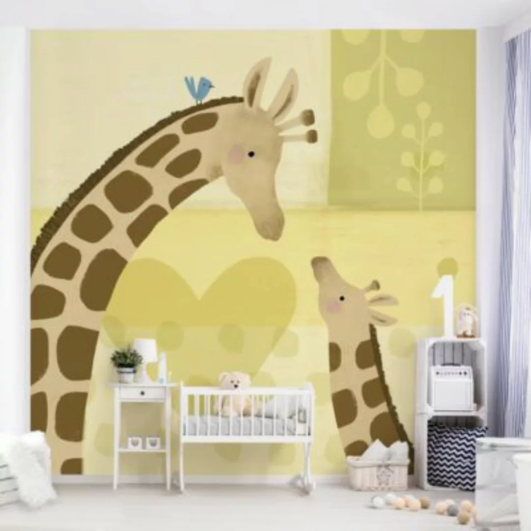Bilderwelten Kindertapete Mama und ich - Giraffen gelb Gr. 288 x 288 günstig online kaufen