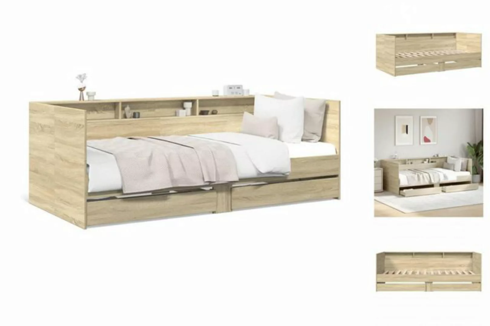 vidaXL Bettgestell Gästebett Tagesbett mit Schubladen Sonoma-Eiche 90x190 c günstig online kaufen