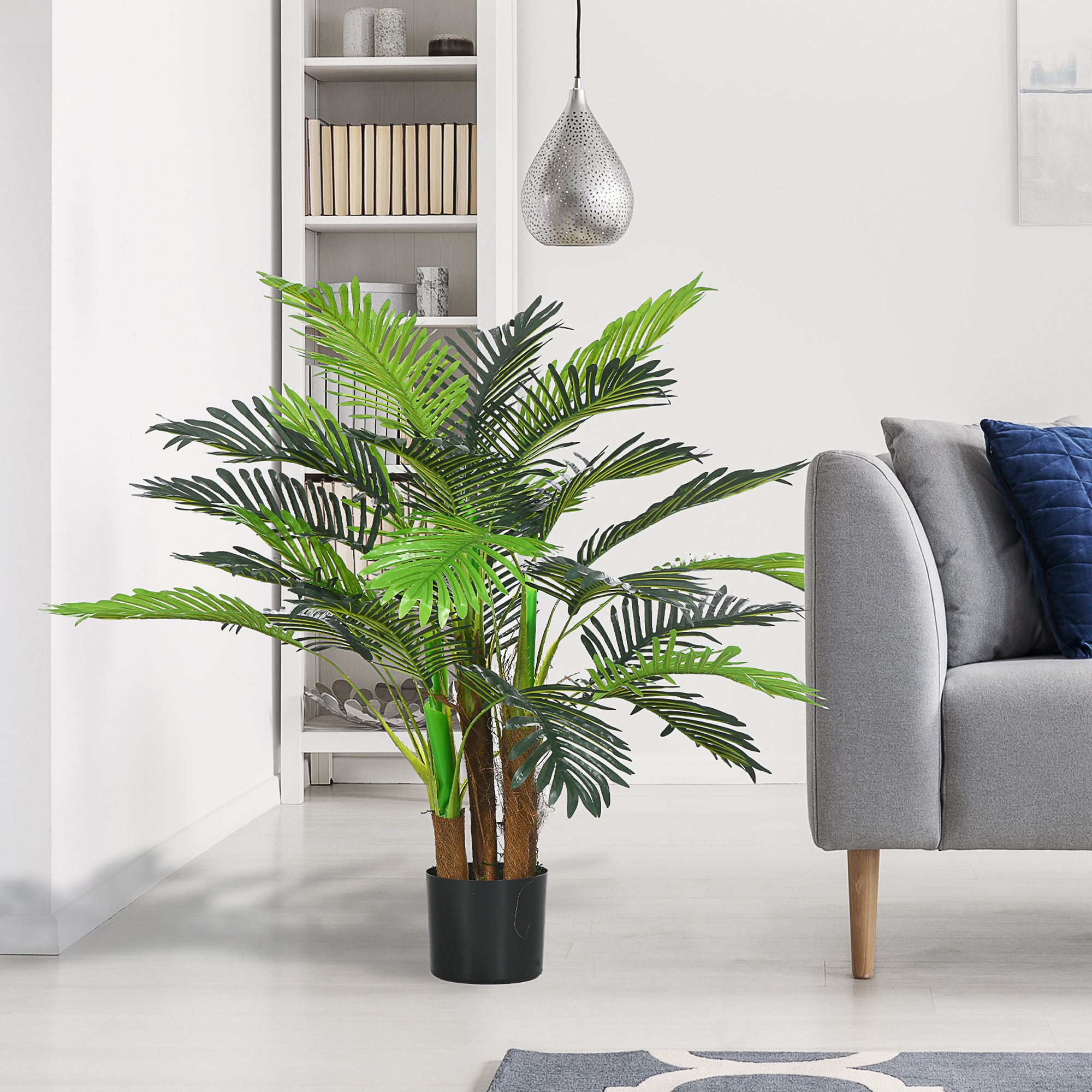 HOMCOM Künstliche Pflanzen, Kunst Palme, 100 cm Kunstpflanze mit 27 Zweige, günstig online kaufen