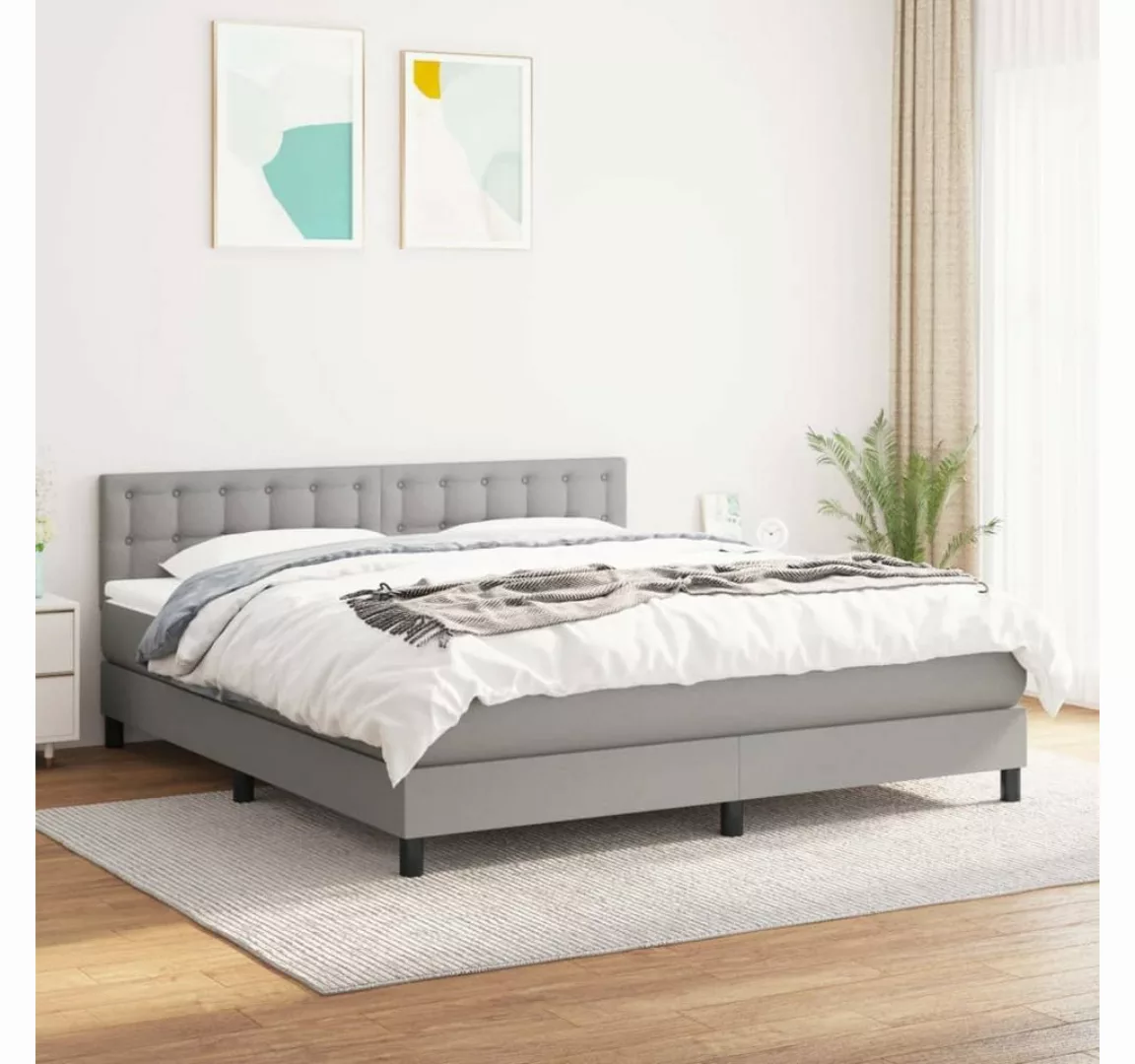 furnicato Bett Boxspringbett mit Matratze Hellgrau 160x200 cm Stoff günstig online kaufen