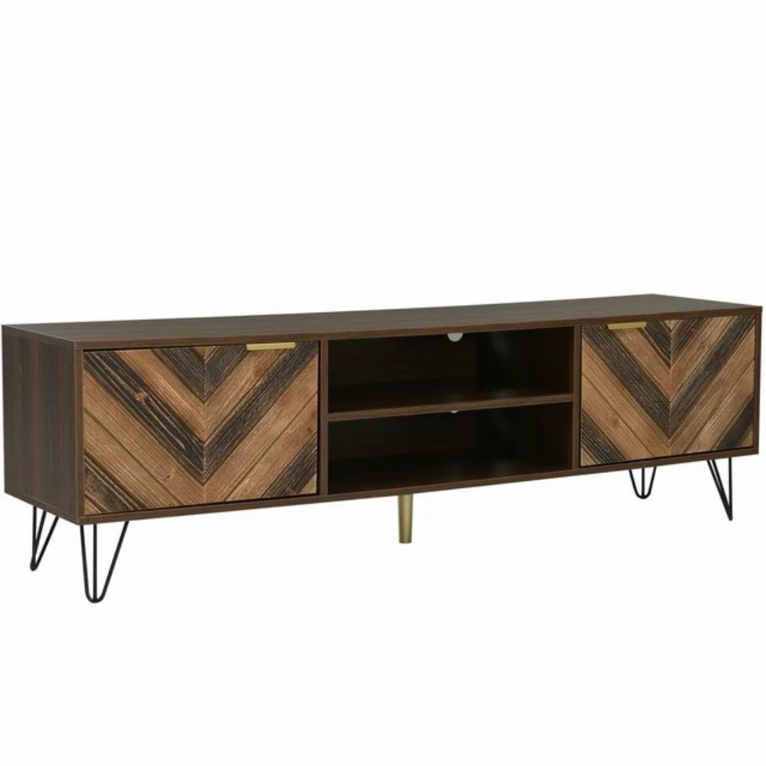 BlingBin TV-Schrank Lowboard Holzfarbe Eisenfüße Breite 157cm (mit zwei Tür günstig online kaufen