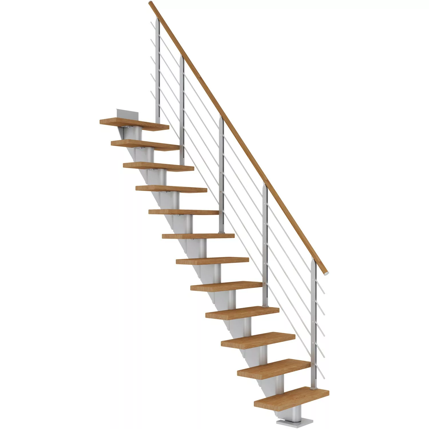 Dolle Mittelholmtreppe Frankfurt Eiche Perlgrau GH bis 301 cm Gerade 65 cm günstig online kaufen