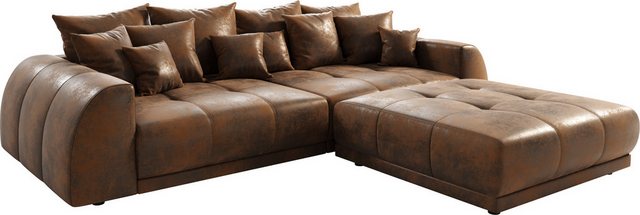 DELIFE Big-Sofa Violetta, Braun 310 x 135 cm Antik Optik inklusive Hocker K günstig online kaufen