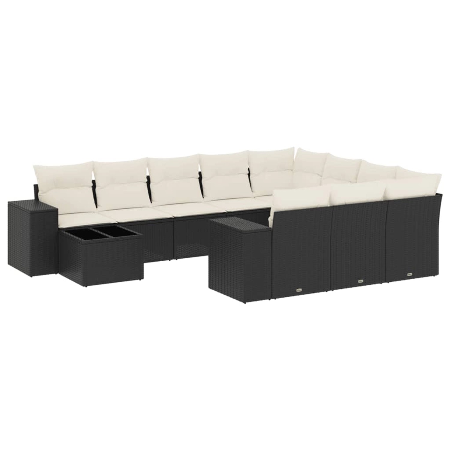 vidaXL 11-Tlg Garten-Sofagarnitur mit Kissen Schwarz Poly Rattan 3255463 günstig online kaufen