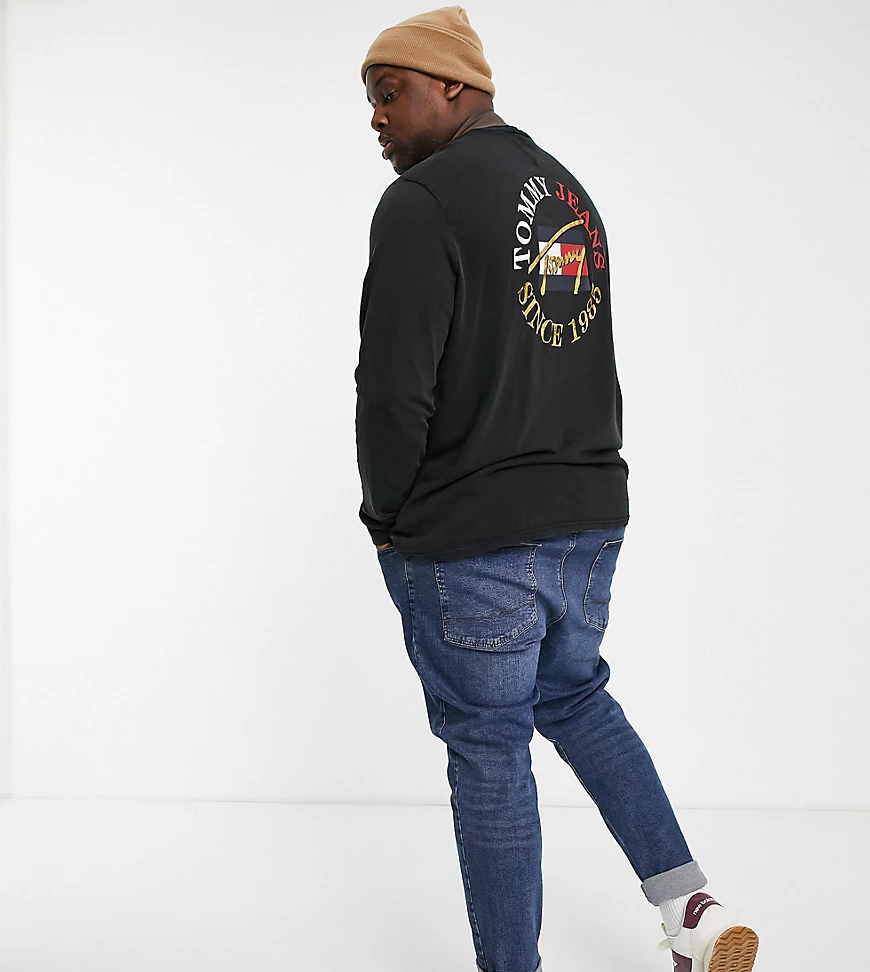 Tommy Jeans – Big & Tall – Lässiges, langärmliges Oberteil in Schwarz mit L günstig online kaufen