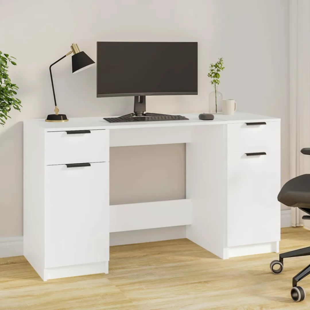 Vidaxl Schreibtisch Mit Beistellschrank Weiß Holzwerkstoff günstig online kaufen