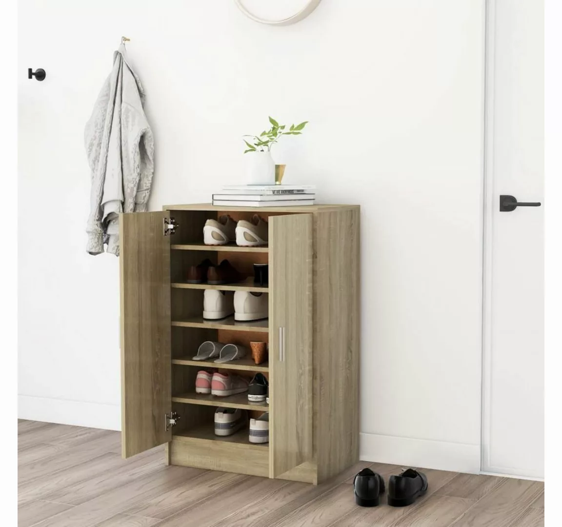 furnicato Schuhschrank Sonoma-Eiche 60x35x92 cm Holzwerkstoff günstig online kaufen