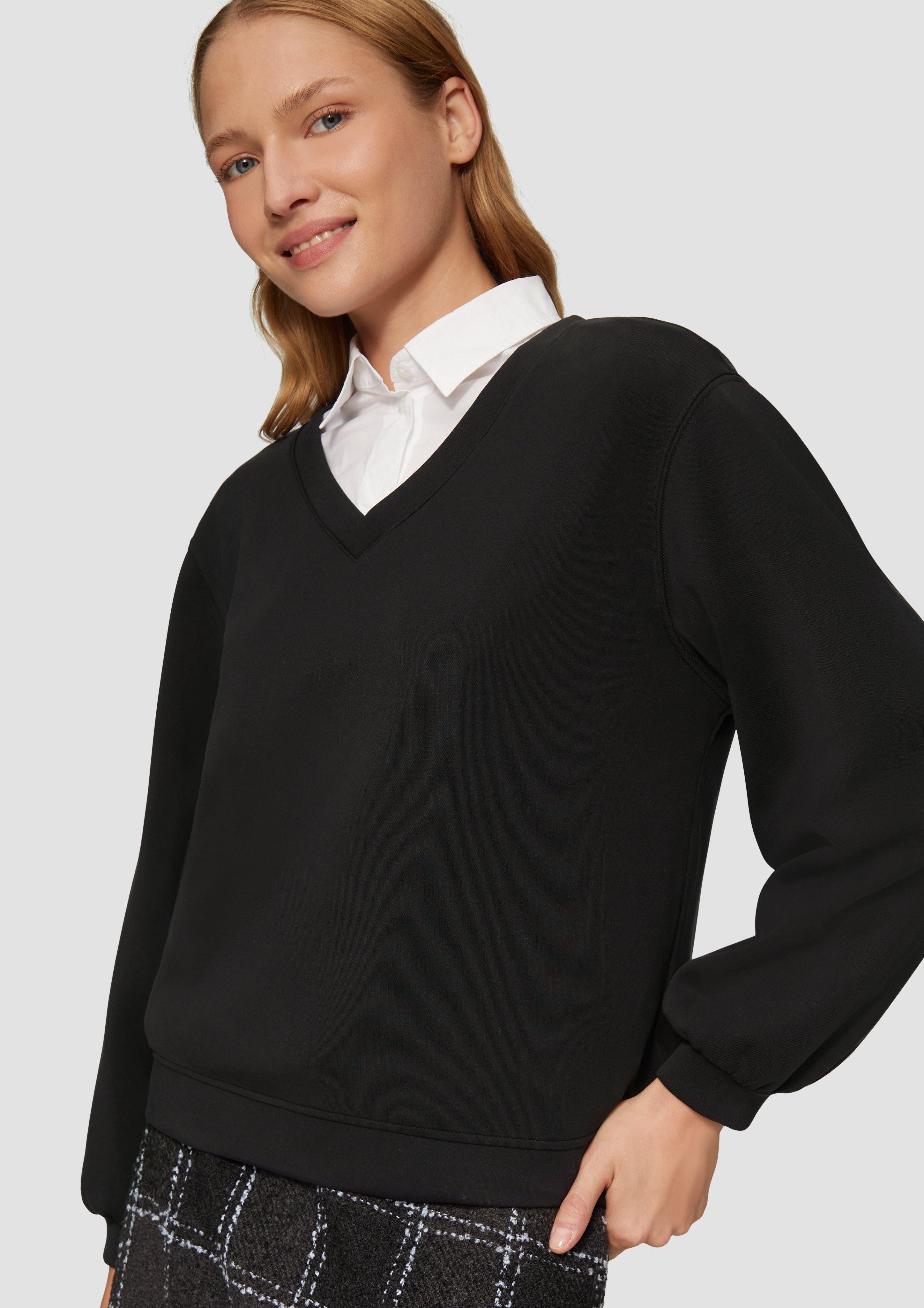 s.Oliver Sweatshirt Scuba-Sweatshirt mit V-Ausschnitt günstig online kaufen