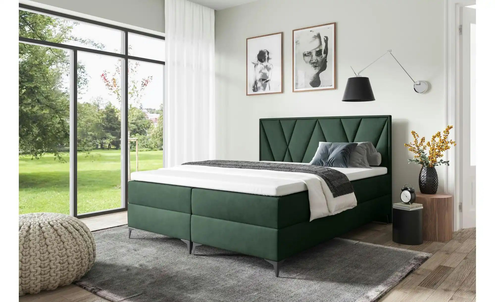 Boxbett mit Bettkasten Vella ¦ grün ¦ Maße (cm): H: 110 Betten > Polsterbet günstig online kaufen