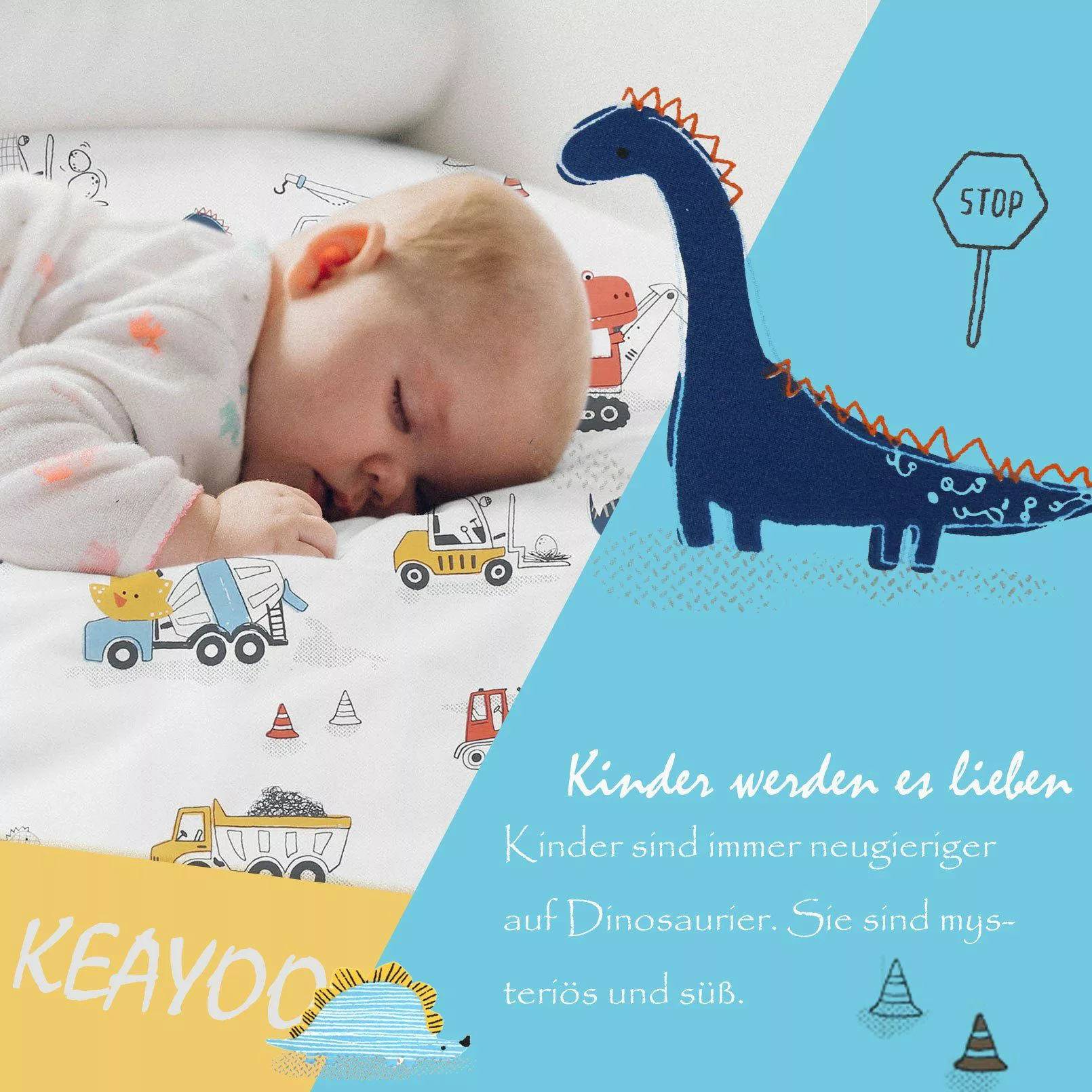 KEAYOO Kinderbettwäsche WPKL, Süß Dinosaurier Muster günstig online kaufen