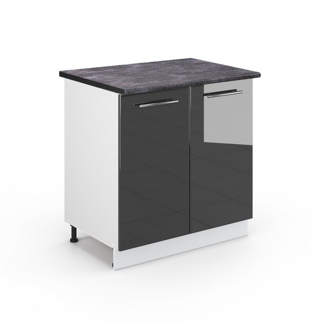 Vicco Spülenunterschrank Fame-Line, Anthrazit Hochglanz/Weiß, 80 cm mit Reg günstig online kaufen