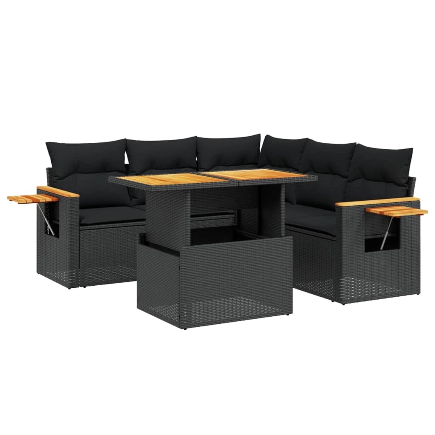 vidaXL 6-Tlg Garten-Sofagarnitur mit Kissen Schwarz Poly Rattan 3273512 günstig online kaufen