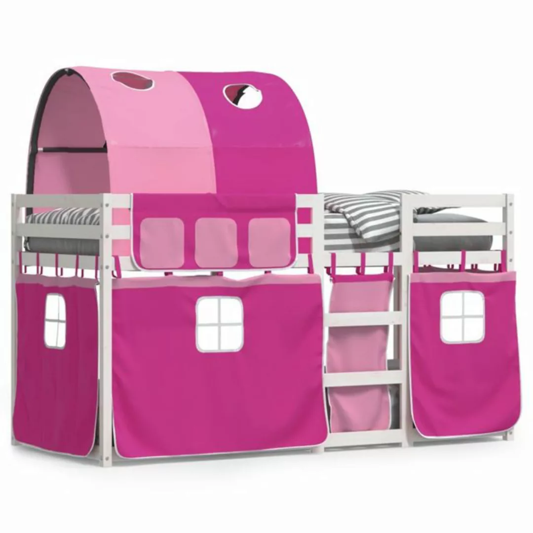 vidaXL Bett Etagenbett mit Vorhängen Rosa 80x200 cm Massivholz Kiefer günstig online kaufen