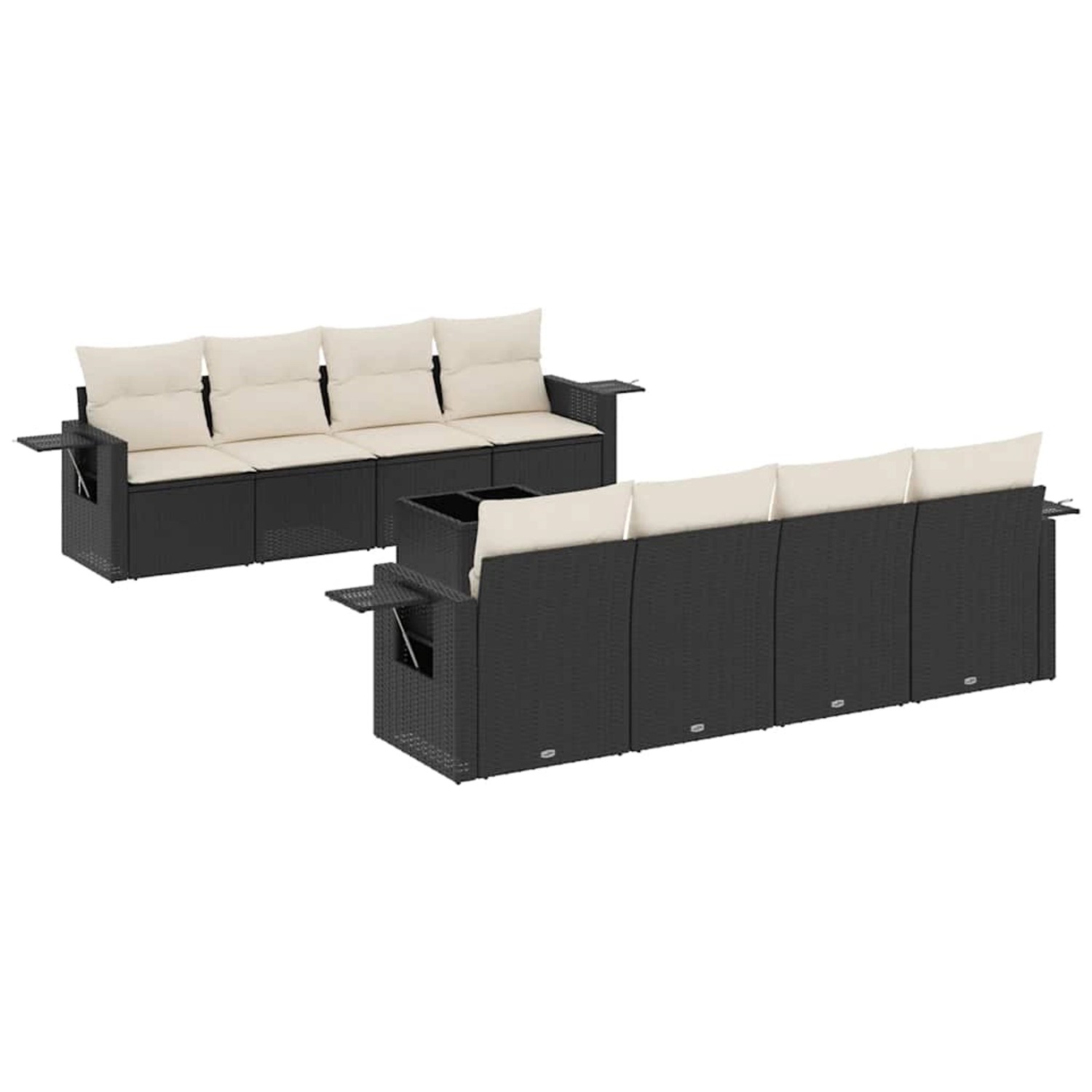 vidaXL 9-Tlg Garten-Sofagarnitur mit Kissen Schwarz Poly Rattan 3252283 günstig online kaufen