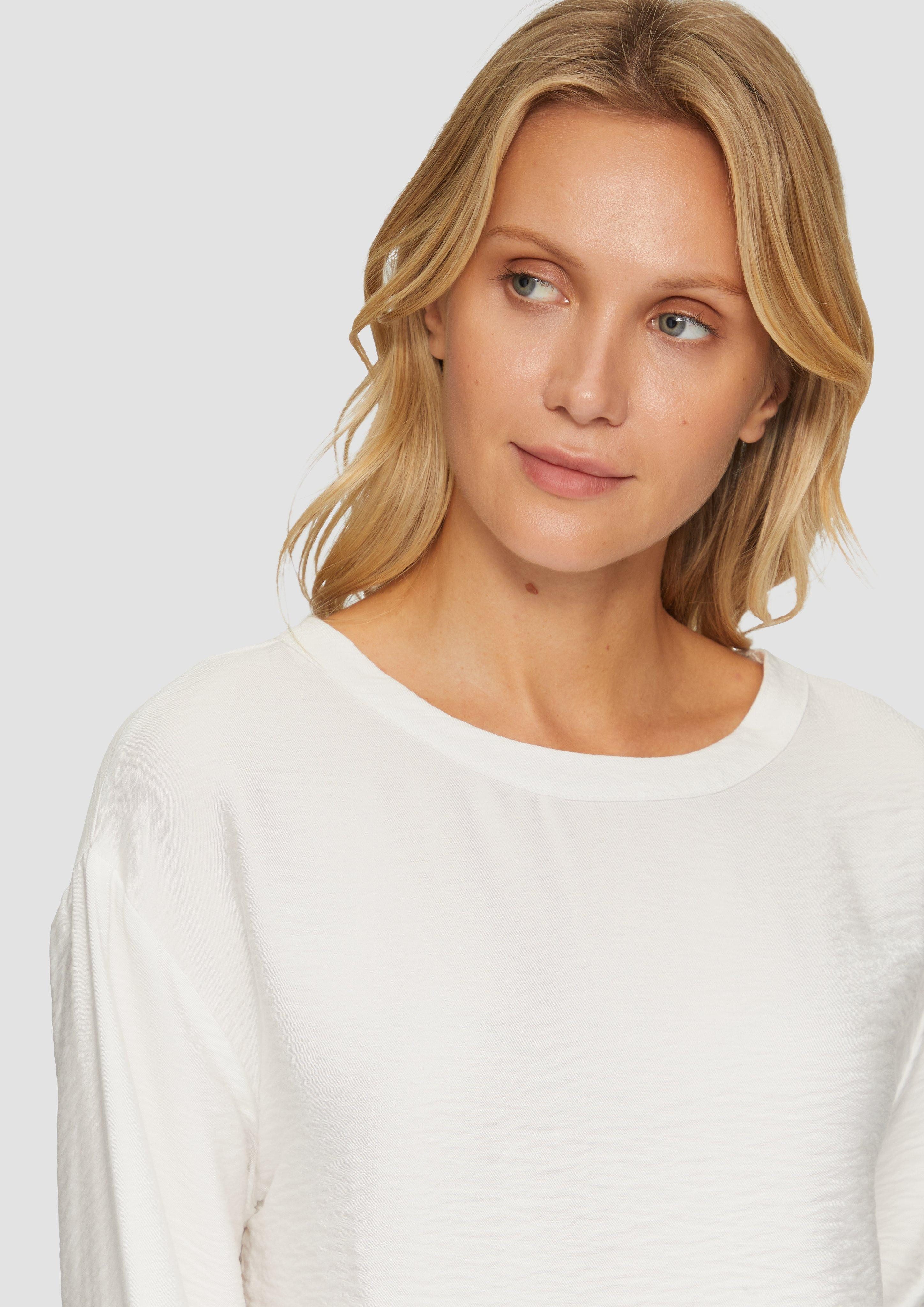 s.Oliver Langarmbluse Viskose-Bluse mit elastischem Saum günstig online kaufen