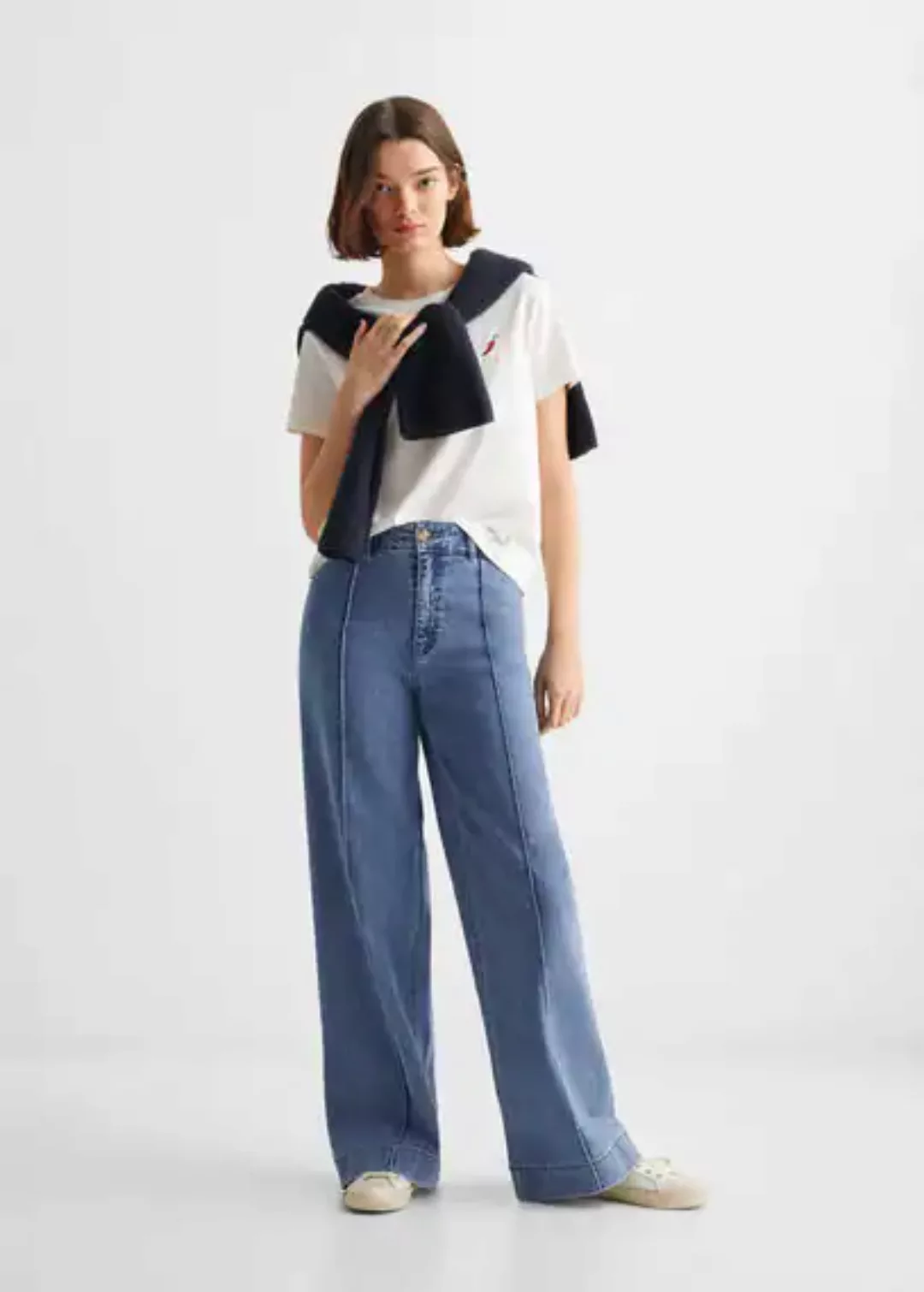 Wideleg-Jeans mit Ziernähten günstig online kaufen