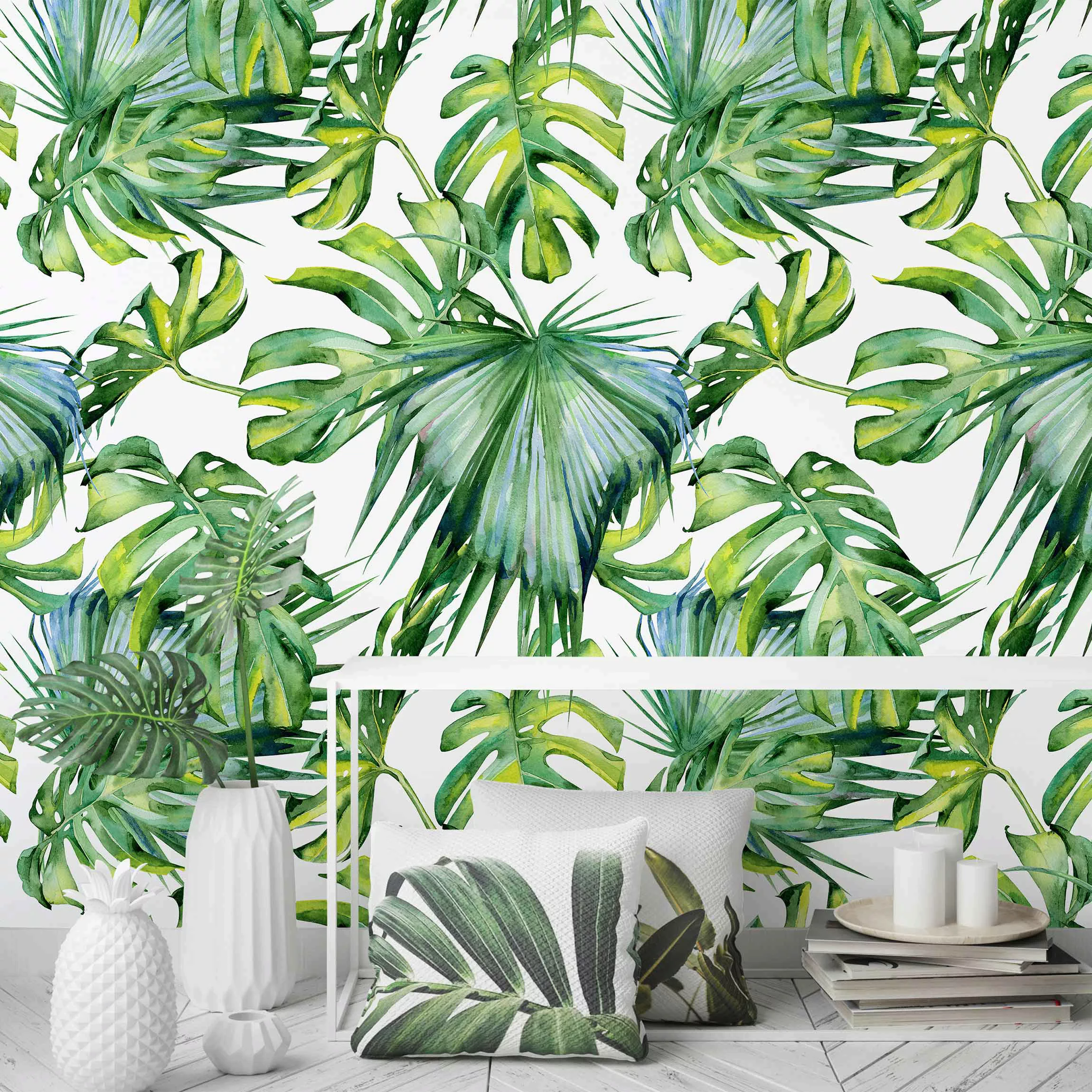 Bilderwelten Blumentapete Dschungel Blätter grün Gr. 48 x 1000 günstig online kaufen