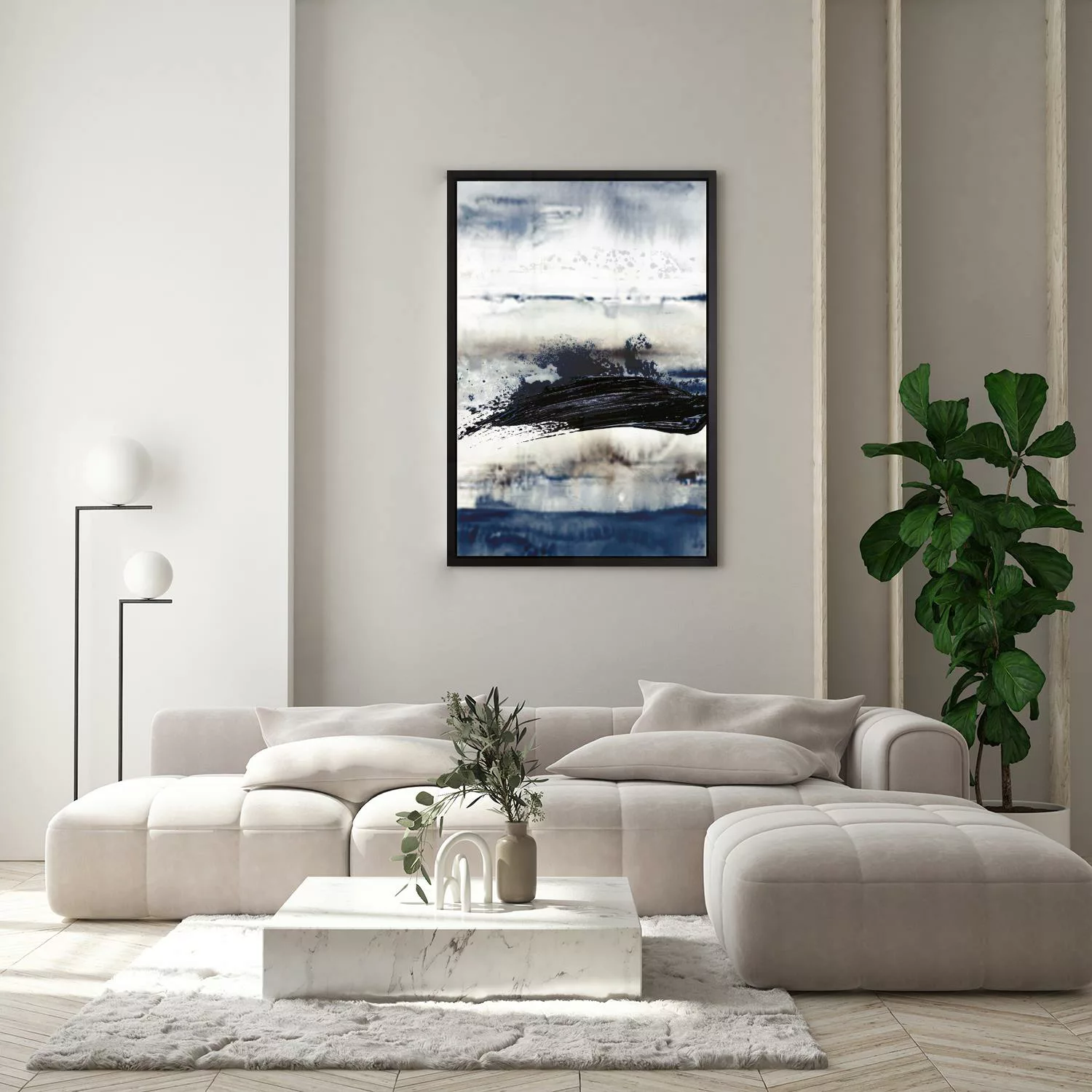 queence Leinwandbild »Abstrakt Weiß«, Abstrakt-Kunst-Modern-Meer-Meer Bilde günstig online kaufen