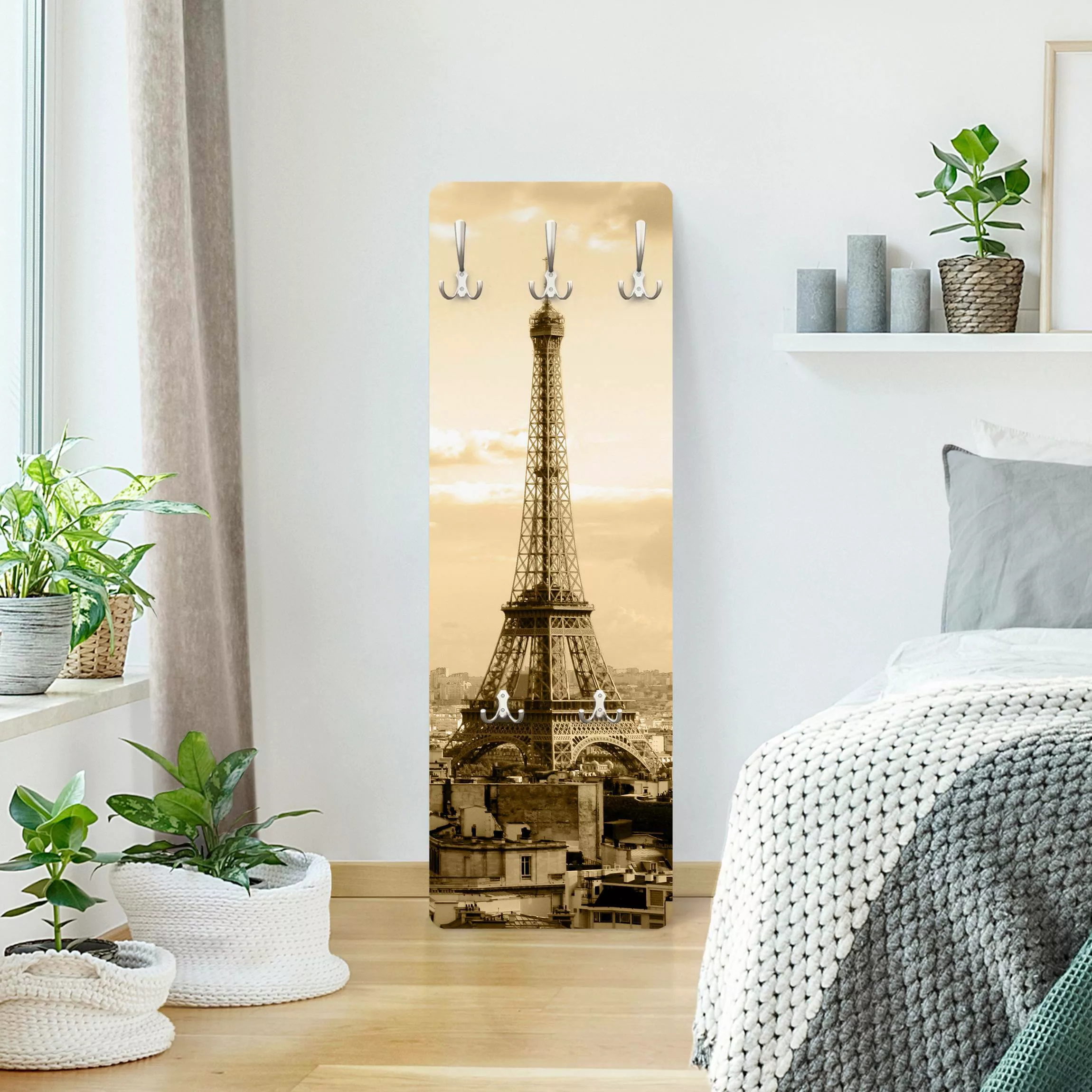 Wandgarderobe Holzpaneel Architektur & Skyline I Love Paris günstig online kaufen