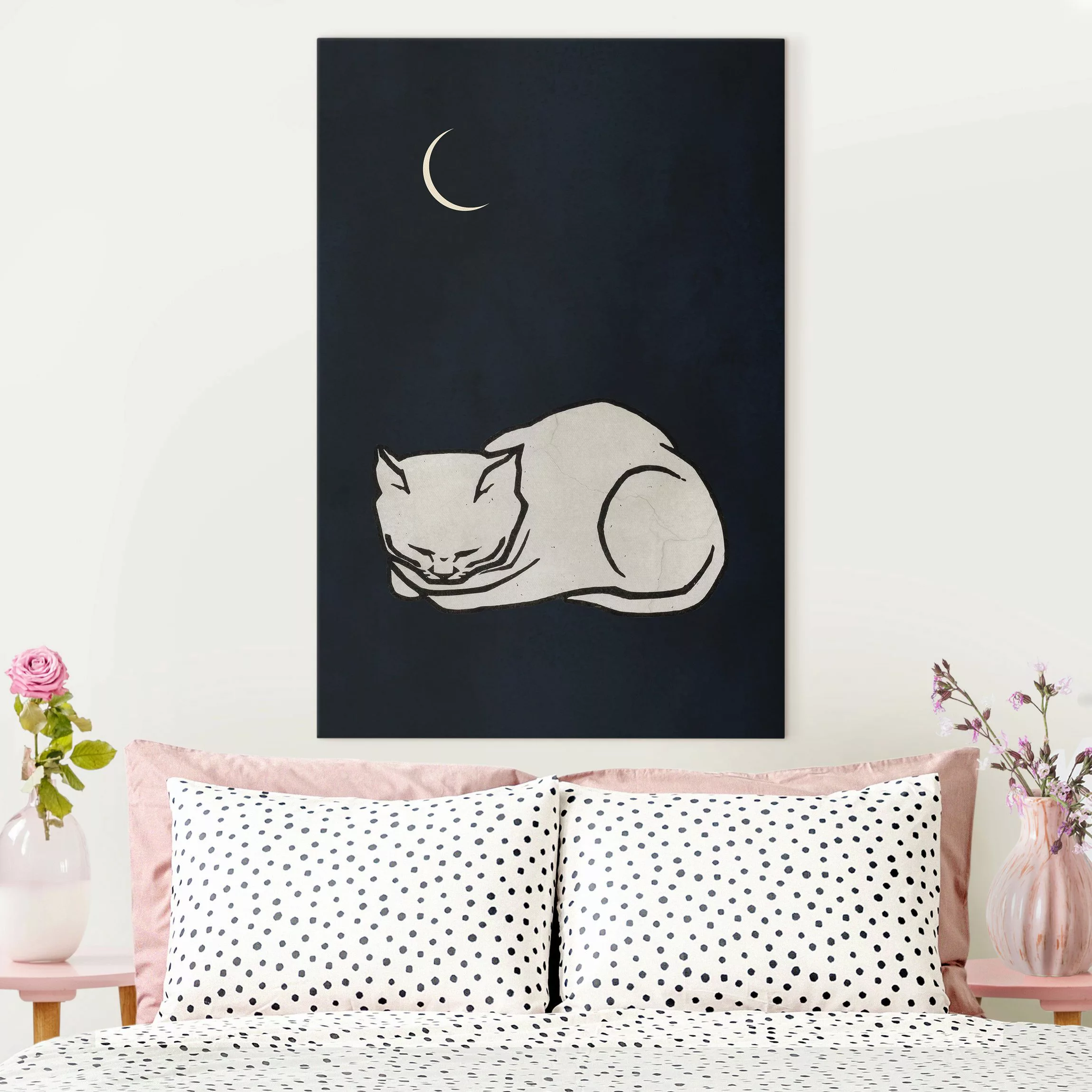 Leinwandbild Schlafende Katze Illustration günstig online kaufen