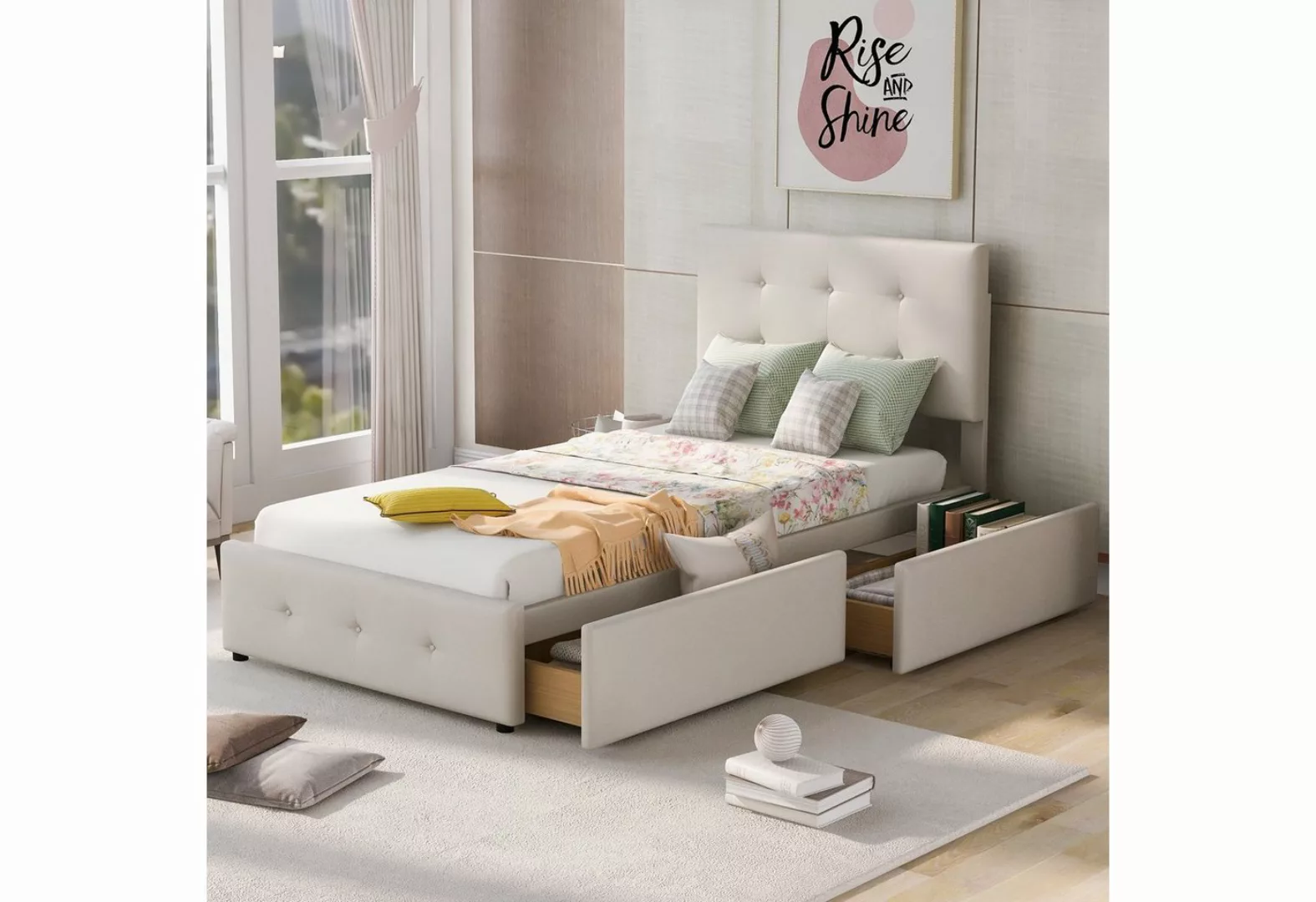 PHOEBE CAT Polsterbett (Einzelbett mit Lattenrost und 2 Schubladen), Höhenv günstig online kaufen