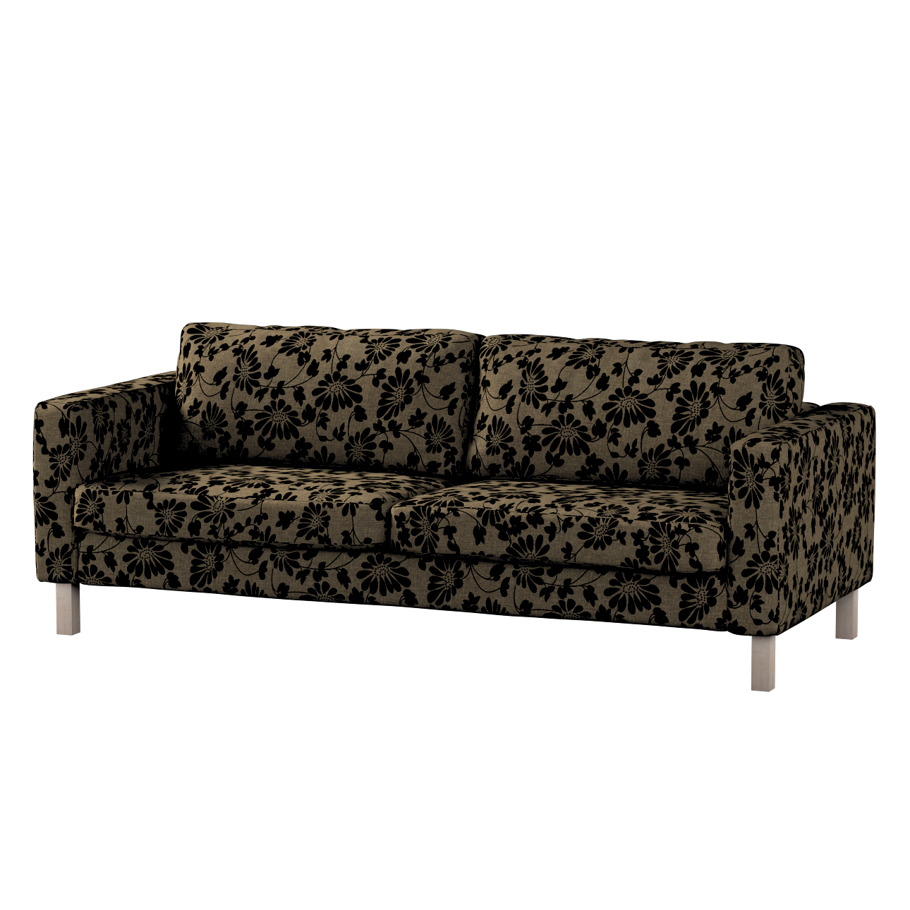 Bezug für Karlstad 3-Sitzer Sofa nicht ausklappbar, kurz, beige-schwarz, Be günstig online kaufen