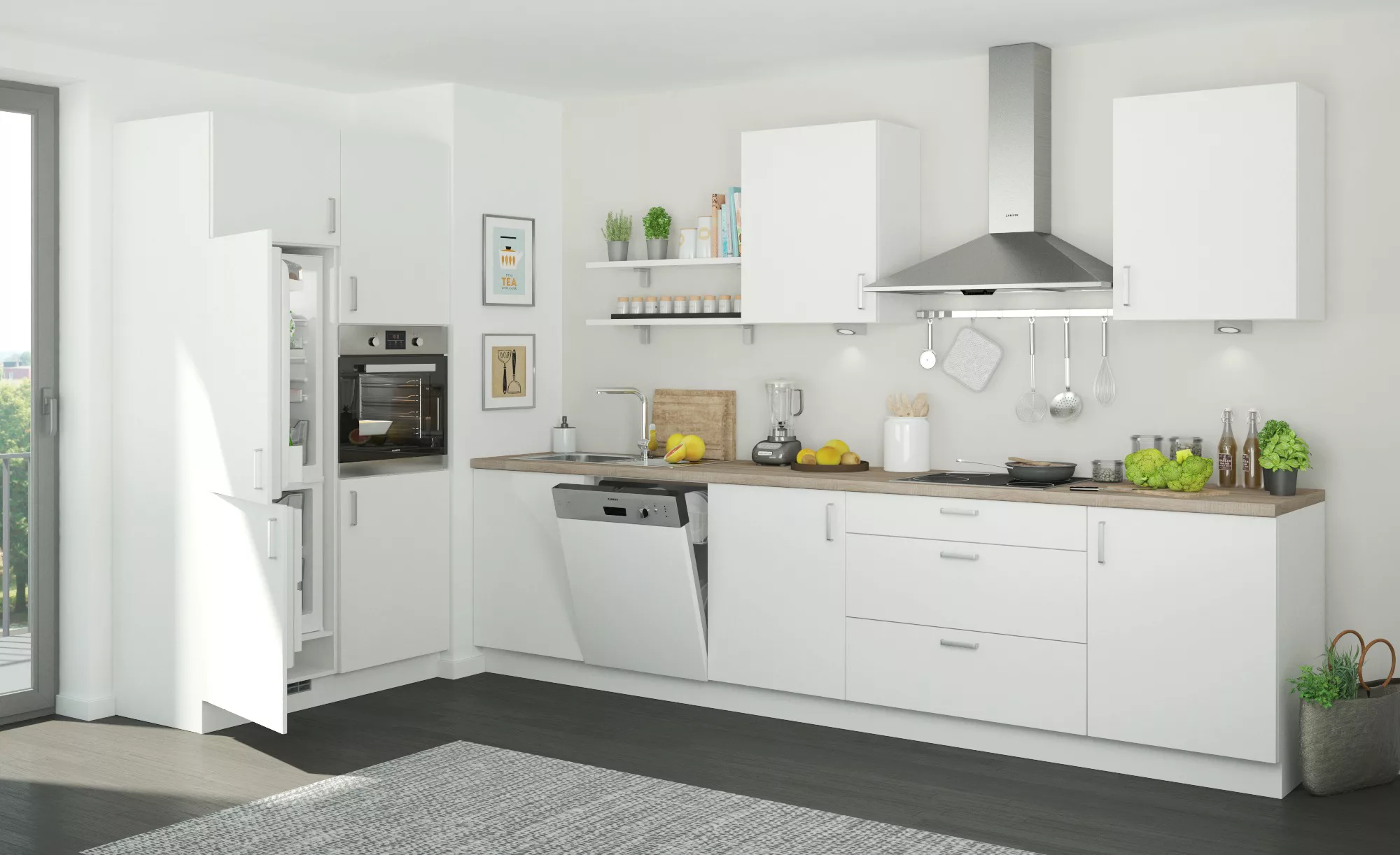 Küchenzeile ohne Elektrogeräte  Usedom ¦ weiß Küchen-online > Küchenblöcke günstig online kaufen