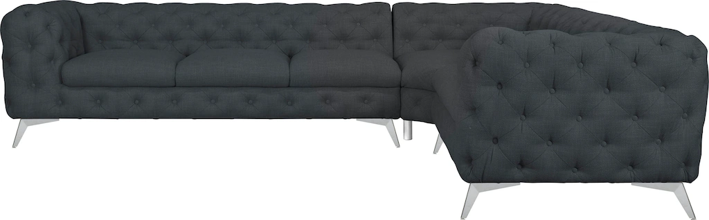 Leonique Chesterfield-Sofa "Ecksofa GLYNIS L-Form mit Wellenunterfederung, günstig online kaufen