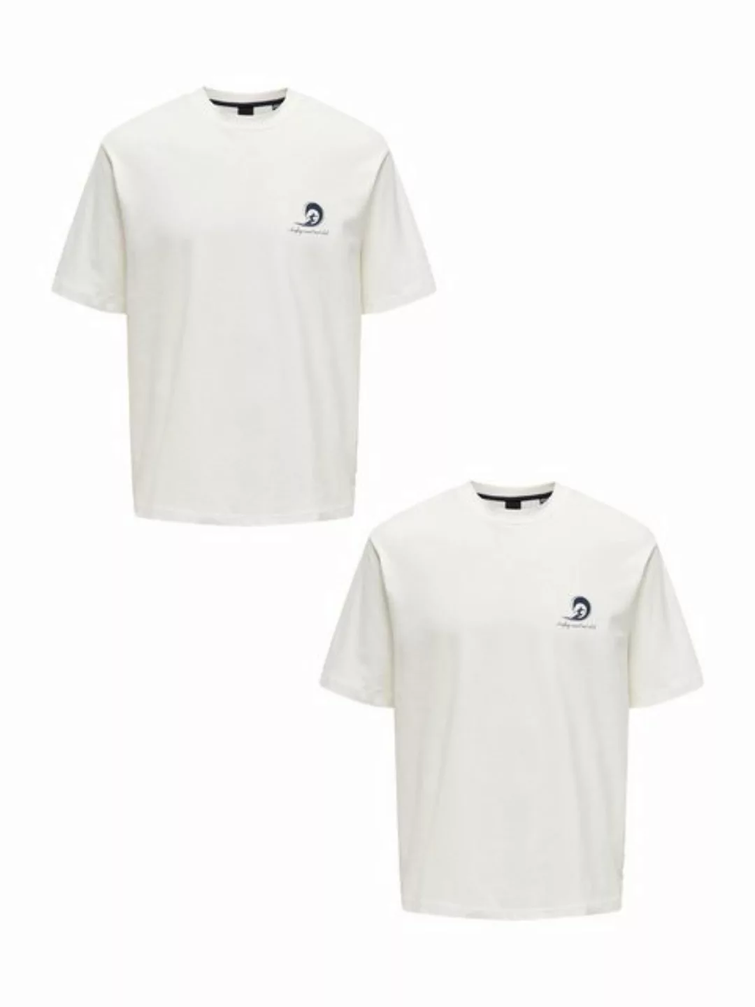 ONLY & SONS T-Shirt T-Shirt 2er-Set Kurzarm locker geschnitten Rundhals (2- günstig online kaufen