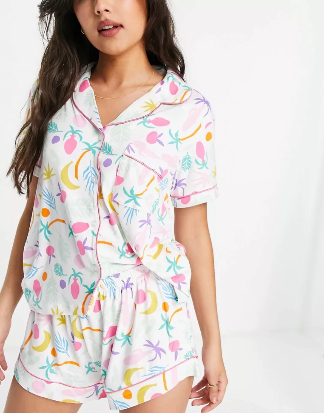 Wellness Project x Chelsea Peers – Kurzes Pyjama-Set aus recyceltem Polyest günstig online kaufen
