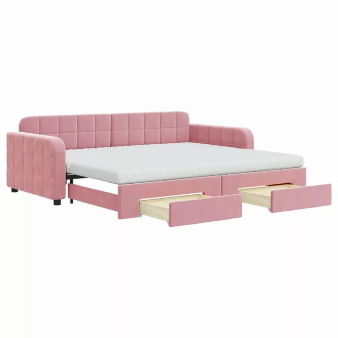 vidaXL Gästebett Gästebett Tagesbett Ausziehbar mit Schubladen Rosa 90x200 günstig online kaufen