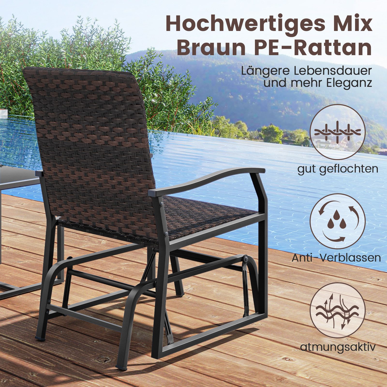 COSTWAY Balkonset, (3-tlg), mit 2 Schaukelstühlen günstig online kaufen