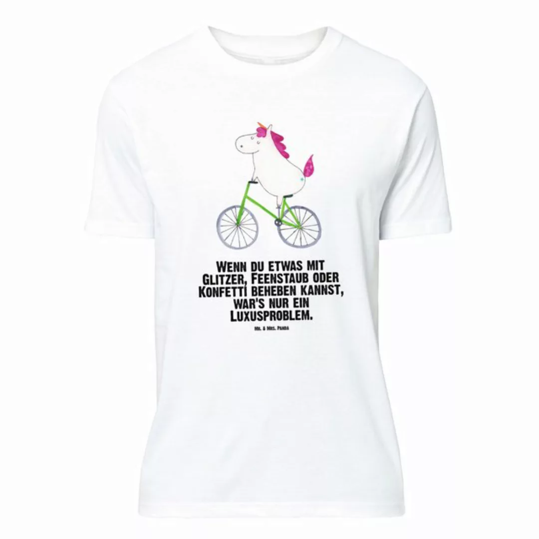 Mr. & Mrs. Panda T-Shirt Einhorn Radfahrer - Weiß - Geschenk, Pegasus, Sprü günstig online kaufen