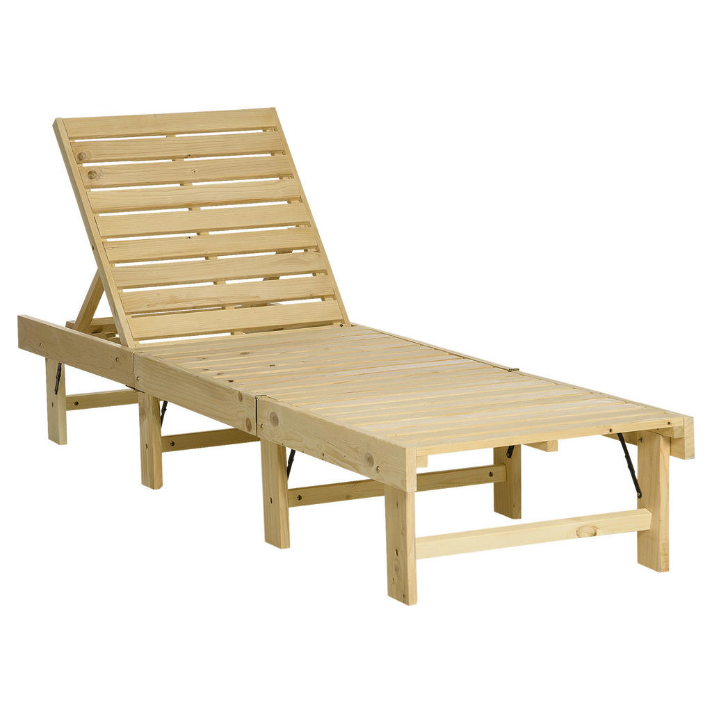 Outsunny Gartenliege natur Holz B/H/L: ca. 59x30x195 cm günstig online kaufen