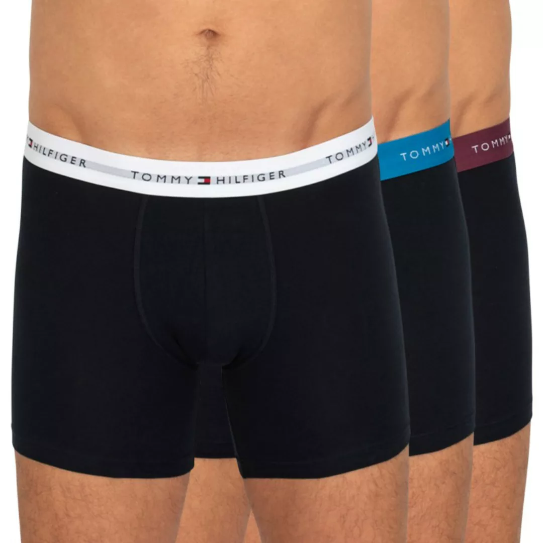 Tommy Hilfiger 3-er Set Trunks Blau mit verschiedenfarbigem Webbund günstig online kaufen