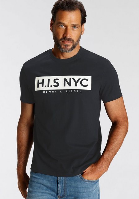 H.I.S Rundhalsshirt, schmale Passform, bedrucktes Design, aus 100% Baumwoll günstig online kaufen