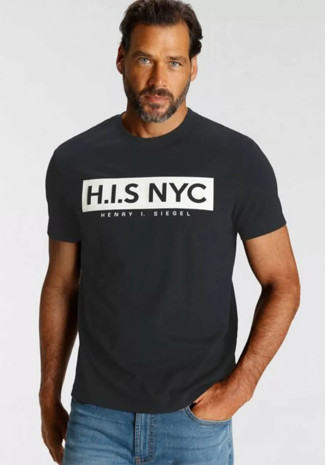 H.I.S Rundhalsshirt schmale Passform, bedrucktes Design, aus 100% Baumwolle günstig online kaufen