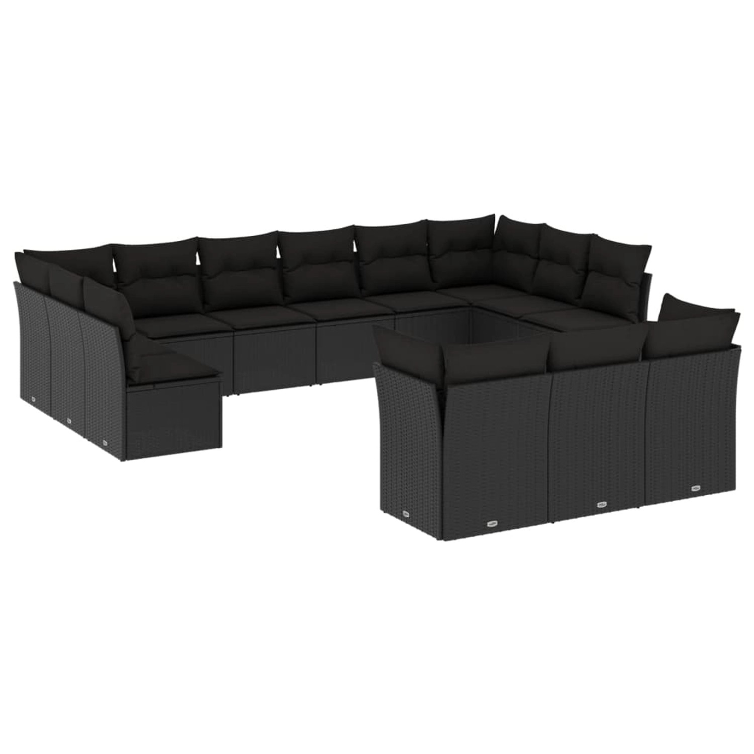 vidaXL 13-tlg Garten-Sofagarnitur mit Kissen Schwarz Poly Rattan Modell 10 günstig online kaufen