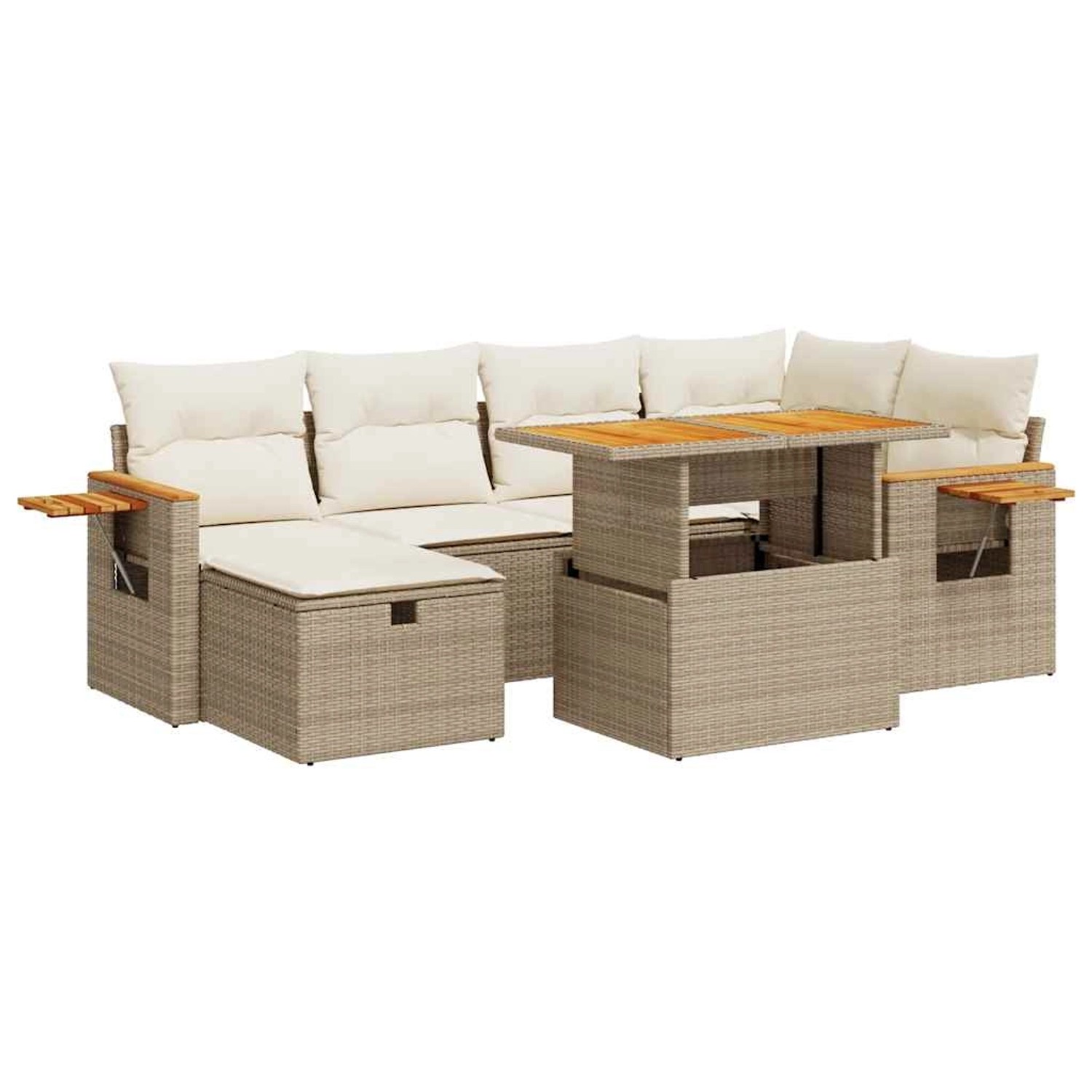 vidaXL 8-Tlg Garten-Sofagarnitur mit Kissen Beige Poly Rattan 3328136 günstig online kaufen